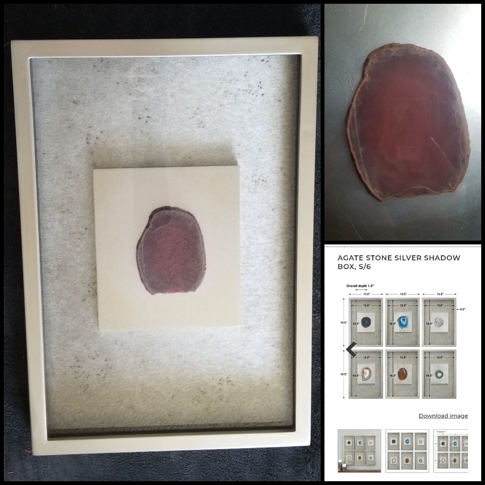 AGATE STONE SILVER SHADOW BOX 1 of 6 ( 1 only)